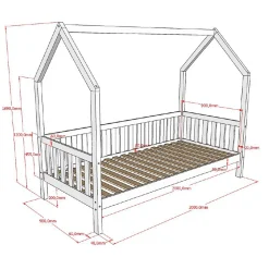 Lit cabane 90x200 sommier inclus Vipack Dallas Bois