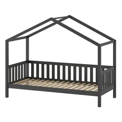 Lit cabane 90x200 sommier inclus Vipack Dallas Anthracite