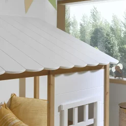 Lit cabane 90x200 sommier inclus Vipack Housebed Blanc et bois