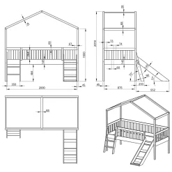 Lit cabane 90x200 toboggan sommier inclus Vipack Dallas Blanc