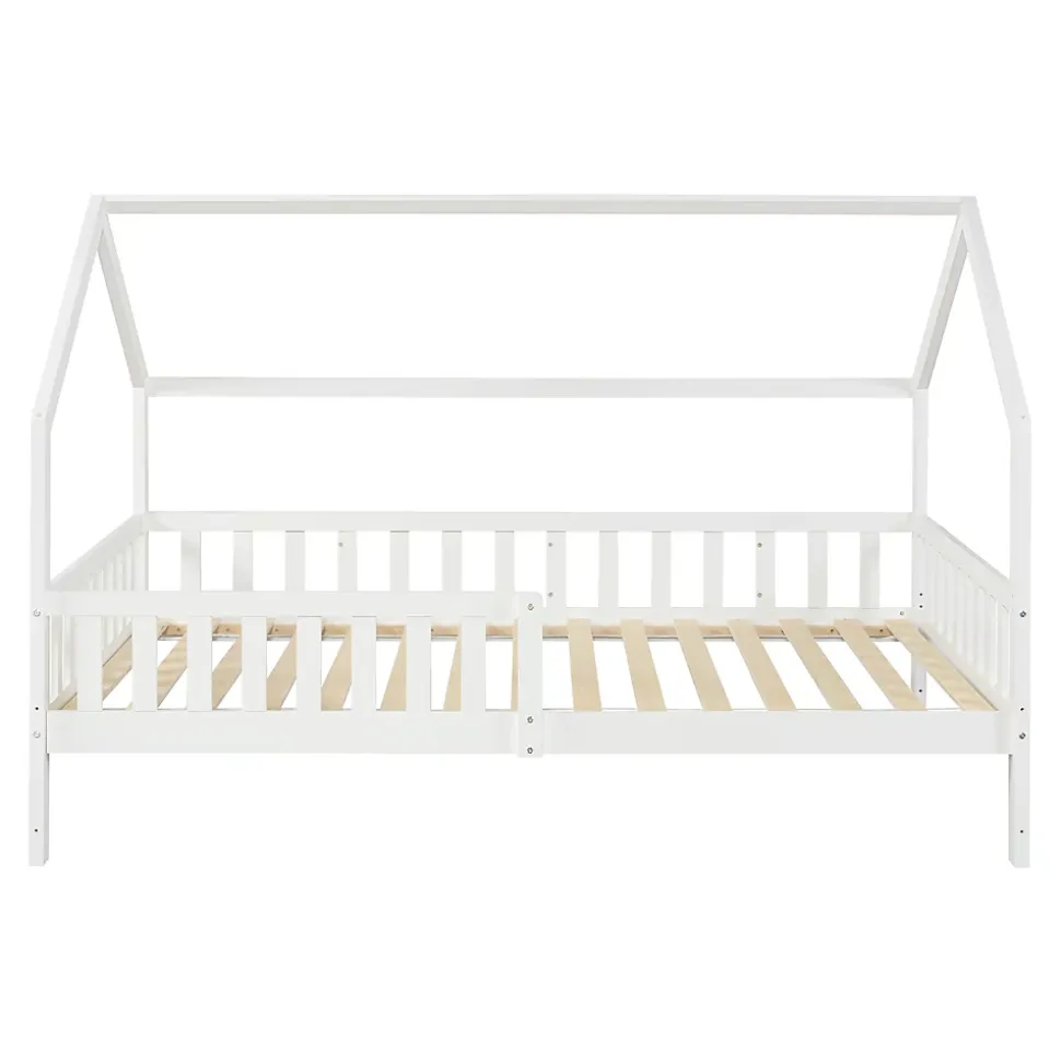 Lit cabane Ydre bois de pin 120 x 200 cm blanc en.casa