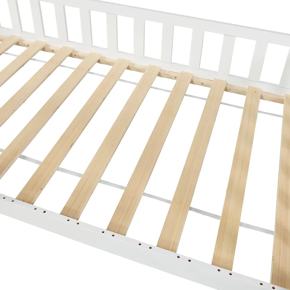 Lit cabane Ydre bois de pin 90 x 200 cm blanc en.casa