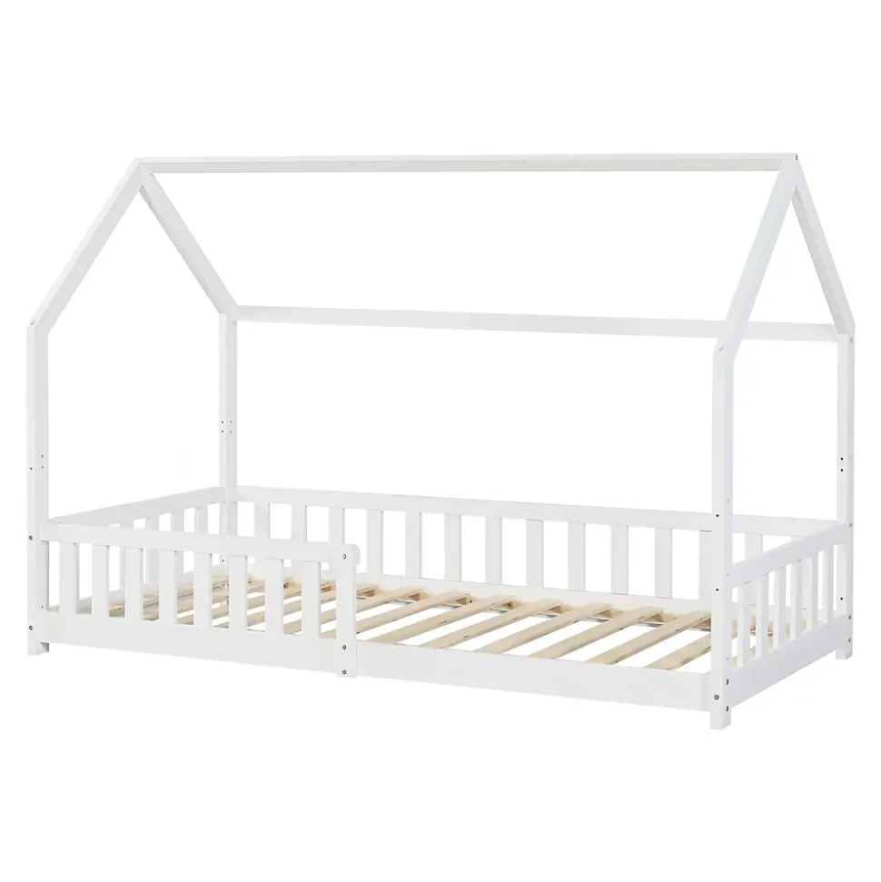 Lit cabane Ydre bois de pin 90 x 200 cm blanc en.casa