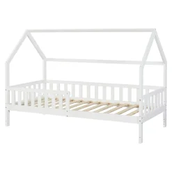 Lit cabane Ydre bois de pin 90 x 200 cm blanc en.casa