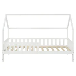 Lit cabane Ydre bois de pin 90 x 200 cm blanc en.casa