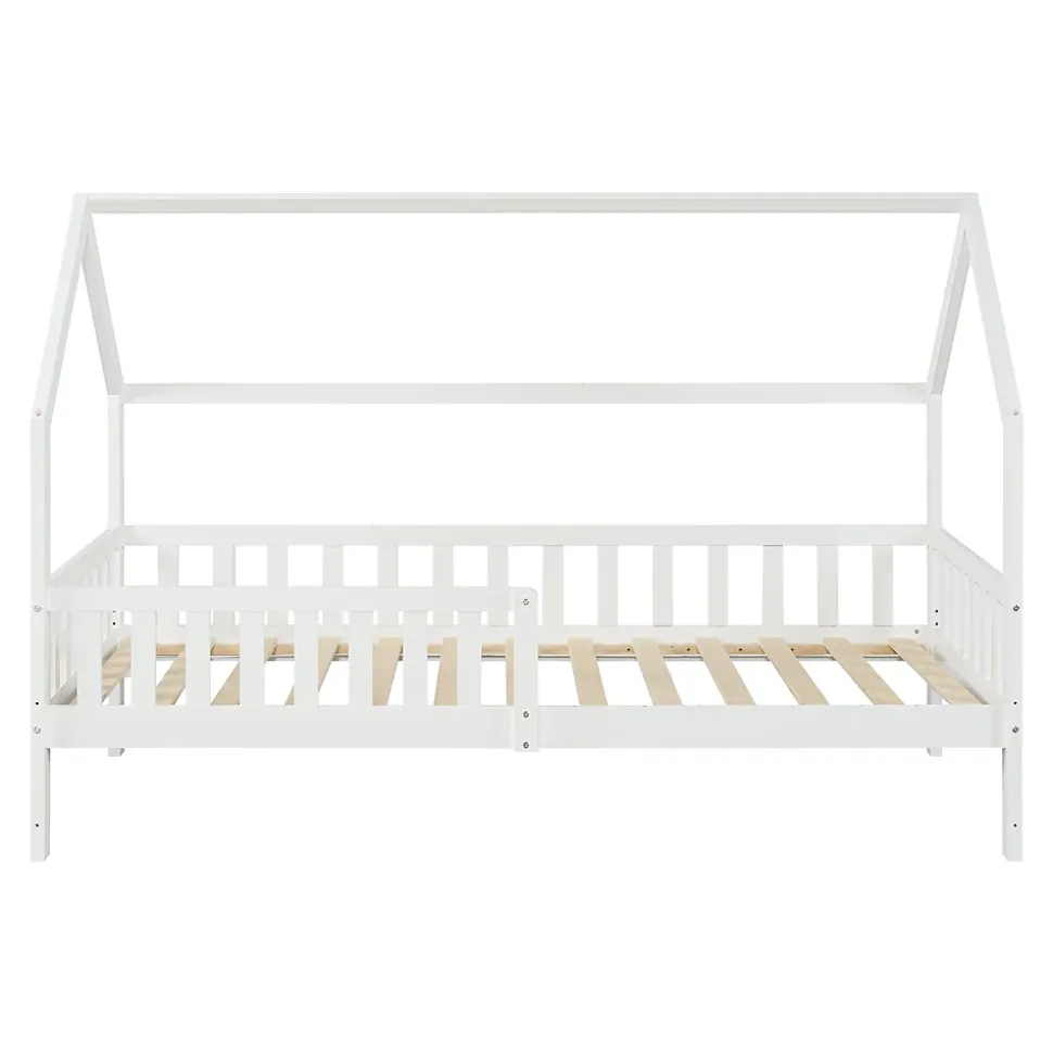 Lit cabane Ydre bois de pin 90 x 200 cm blanc en.casa