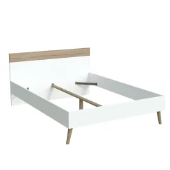 Lit CAMPER 160x200 cm / Décor chêne blanchi et blanc