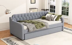 Lit Canapé 90x200cm, Avec Lit Escamotable, USB, Gris