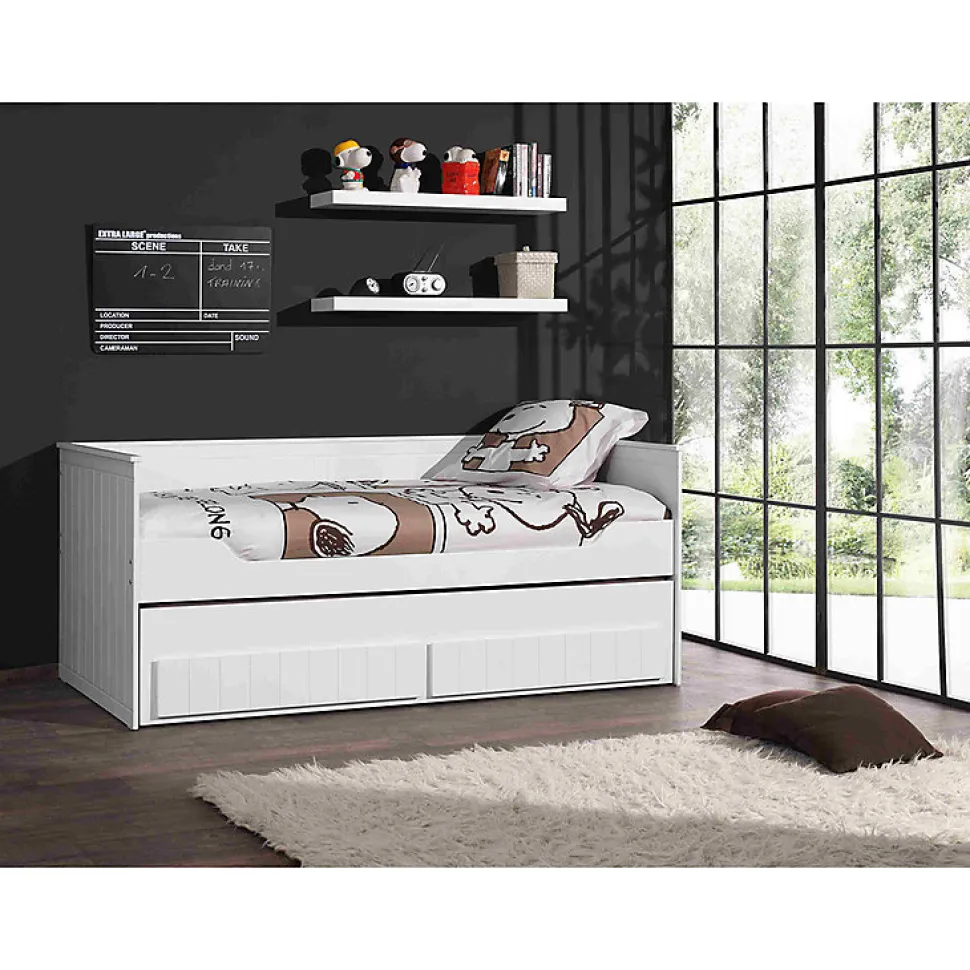 Lit capitaine 90x200 Sommier Inclus Vipack Robin - Blanc