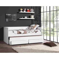 Lit capitaine 90x200 Sommier Inclus Vipack Robin - Blanc