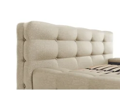 Lit capitonné 160 x 200 cm - Tissu chiné - Beige - LERUCO