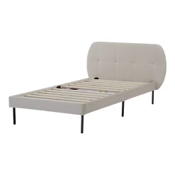 Lit capitonné Porvoo 90 x 200 cm beige en.casa