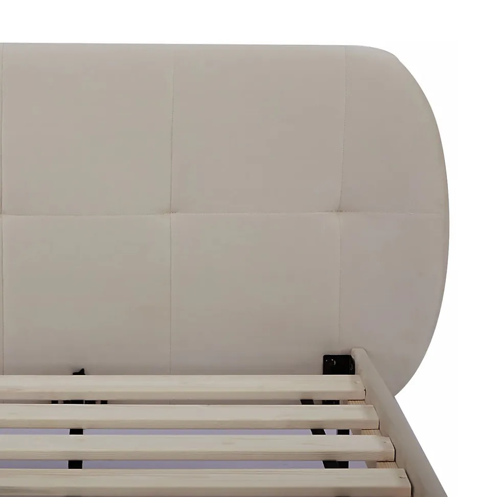 Lit capitonné Porvoo 90 x 200 cm beige en.casa