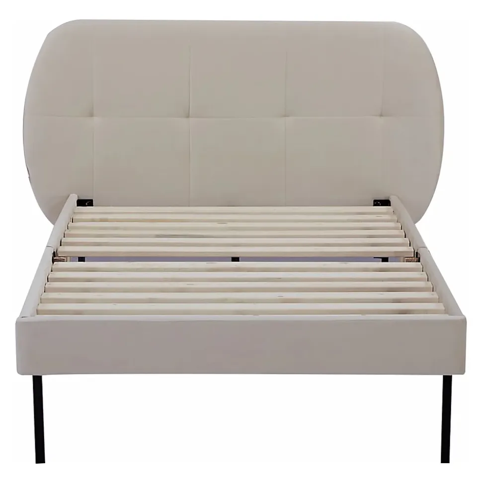 Lit capitonné Porvoo 90 x 200 cm beige en.casa