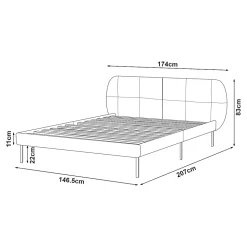 Lit capitonné Porvoo 140 x 200 cm beige en.casa