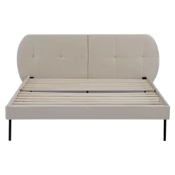 Lit capitonné Porvoo 140 x 200 cm beige en.casa