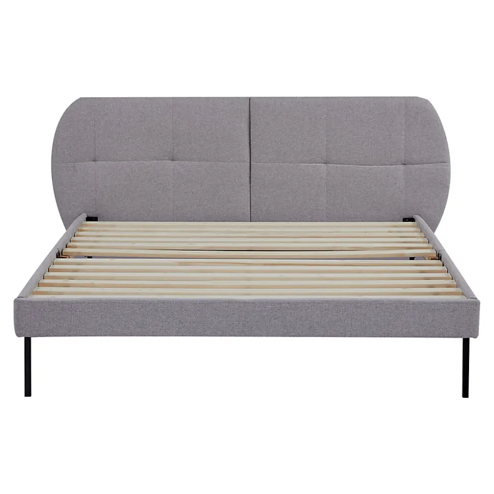 Lit capitonné Porvoo 140 x 200 cm gris en.casa