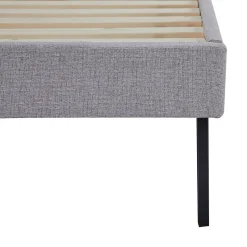 Lit capitonné Porvoo 140 x 200 cm gris en.casa