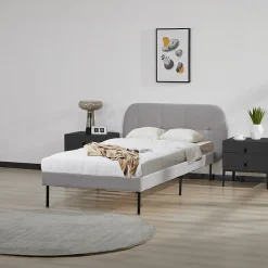 Lit capitonné Porvoo 90 x 200 cm gris en.casa