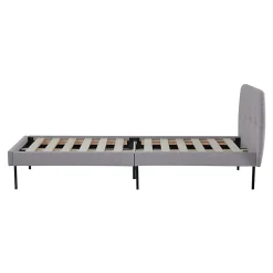 Lit capitonné Porvoo 90 x 200 cm gris en.casa