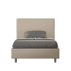 Lit capitonné 120x190 simili cuir gris tourterelle Focus sans sommier