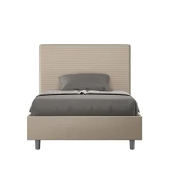 Lit capitonné 120x190 simili cuir gris tourterelle Focus sans sommier