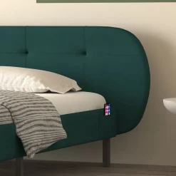 Lit capitonné 160x200cm vert avec tête de lit et sommier - TULSA