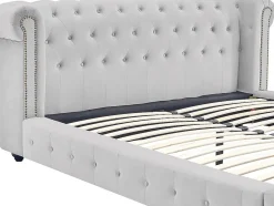 Lit chesterfield 160 x 200 cm - Velours - Gris clair - TONGERLA