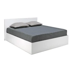 Lit coffre 2 places 140x190cm Blanc avec sommier MARO