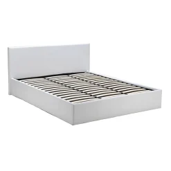 Lit coffre 2 places 160x200cm blanc avec sommier BACELAN