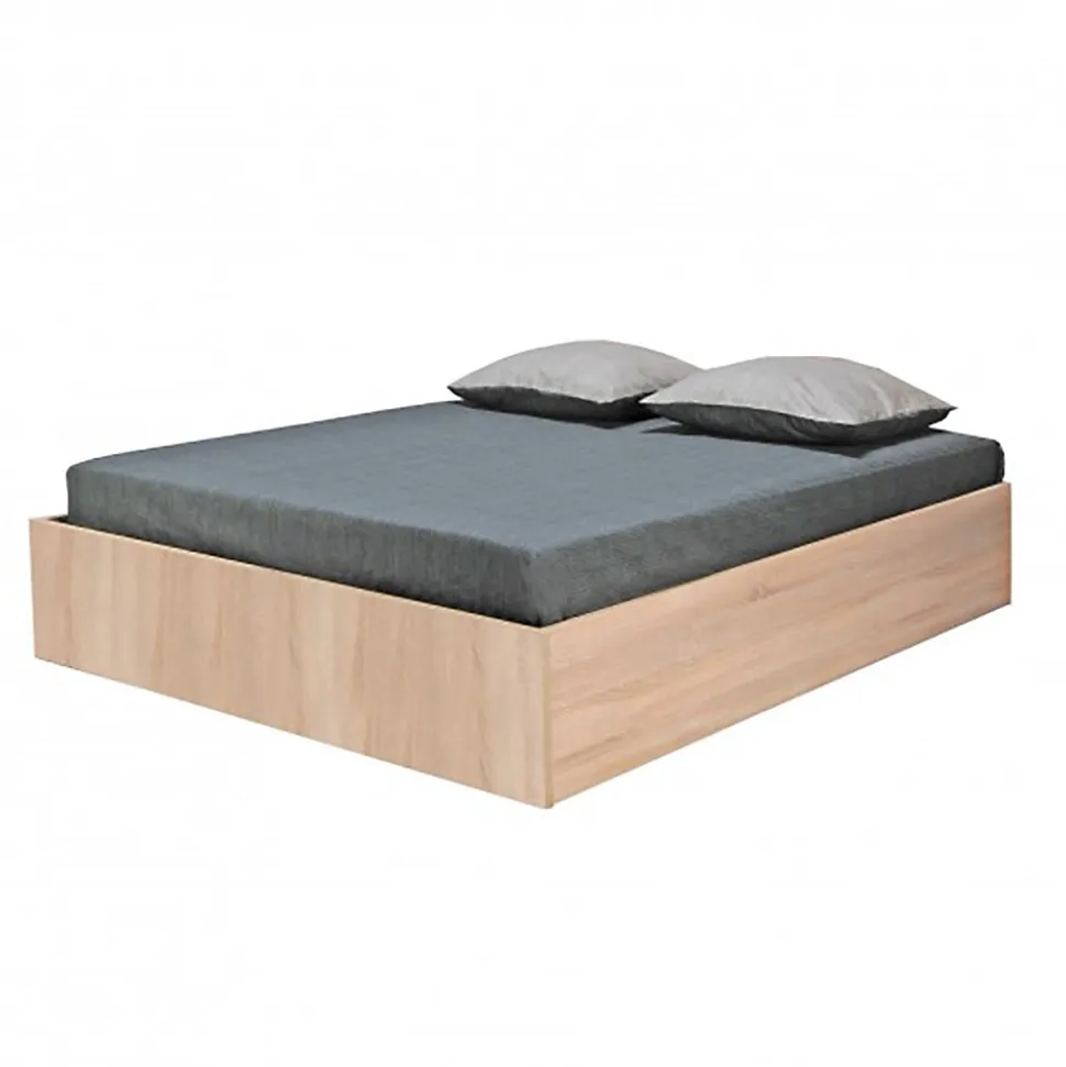 Lit coffre 2 places 180x200cm couleur chêne avec sommier BILYBA