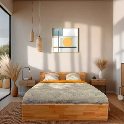 Lit coffre 2 places 160x200cm Hêtre massif huilé avec sommier MALI