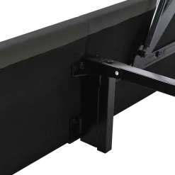 Lit coffre 160 x 200 cm - Lit Double avec Sommier à Lattes - Lin Bois Métal - Sans Matelas - Gris