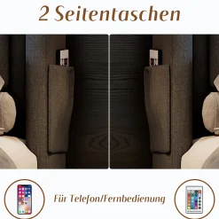 Lit Coffre 90 x 200 Cm - Lit Simple avec Tête de Lit LED et Charge USB C - Bois, Coton, Métal - Sans Matelas - Gris