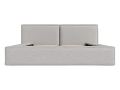 Lit coffre 140 x 190 cm - Tissu - Gris clair + Matelas - TIMANO