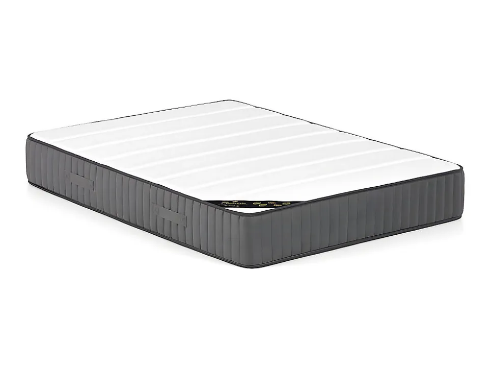 Lit coffre 140 x 190 cm - Tissu - Gris clair + Matelas - TIMANO