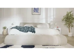 Lit coffre 160 x 200 cm - Tissu - Gris clair + Matelas - MIRSIO