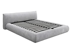 Lit coffre 160 x 200 cm - Tissu - Gris clair + Matelas - MIRSIO