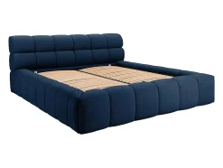 Lit coffre 160 x 200 cm - Tissu - Bleu nuit - FORVIK II