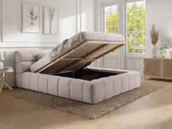 Lit coffre 160 x 200 cm - Tissu - Bleu nuit - FORVIK II