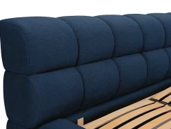 Lit coffre 160 x 200 cm - Tissu - Bleu nuit - FORVIK II