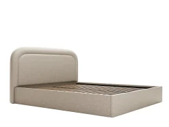 Lit coffre 140 x 190 cm - Tissu chiné - Beige - FIREZA II