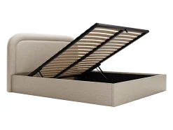 Lit coffre 140 x 190 cm - Tissu chiné - Beige - FIREZA II