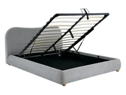 Lit coffre 160 x 200 cm - Tissu - Gris clair + Matelas - VANARI