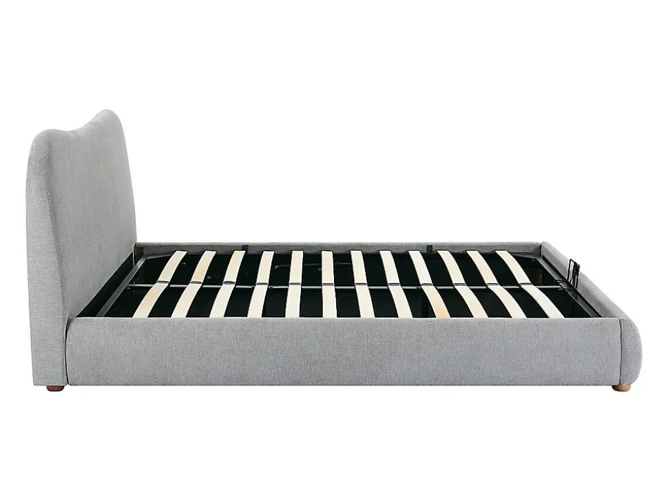 Lit coffre 160 x 200 cm - Tissu - Gris clair + Matelas - VANARI