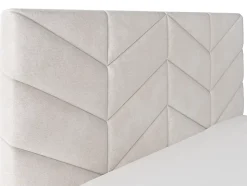 Lit coffre 140 x 190 cm - Tissu texturé - Crème + Matelas - JUSTANI