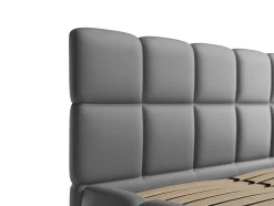 Lit coffre 140 x 190 cm - Tissu effet cuir - Gris - DAMADO