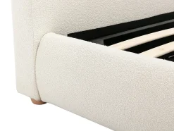 Lit coffre 160 x 200 cm - Tissu bouclette - Blanc + Matelas - VANARI