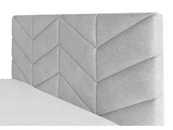 Lit coffre 200 x 200 cm - Tissu texturé - Gris + Matelas - JUSTANI