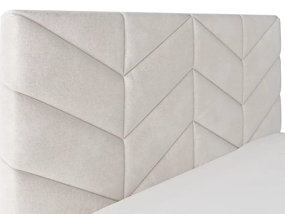 Lit coffre 180 x 200 cm - Tissu texturé - Crème - JUSTANI